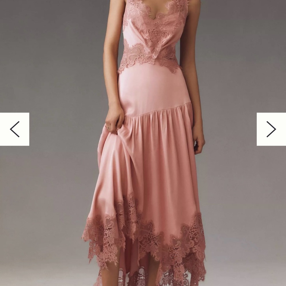 BHLDN Black Floral Lace Maxi Dress with Red & Orange Blooms - Picture 2 of 3